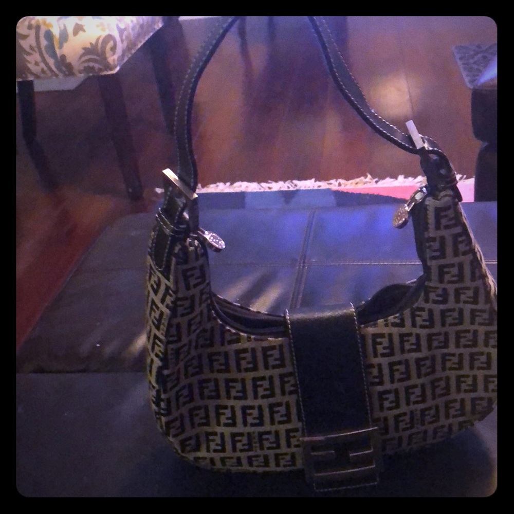 FENDI: Rare vintage zucco monogram hobo baguette.